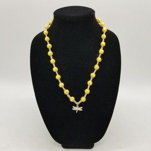 Handmade Beaded Hippie Hemp Necklace with Dragonfly Charm Pendant, Bohemian